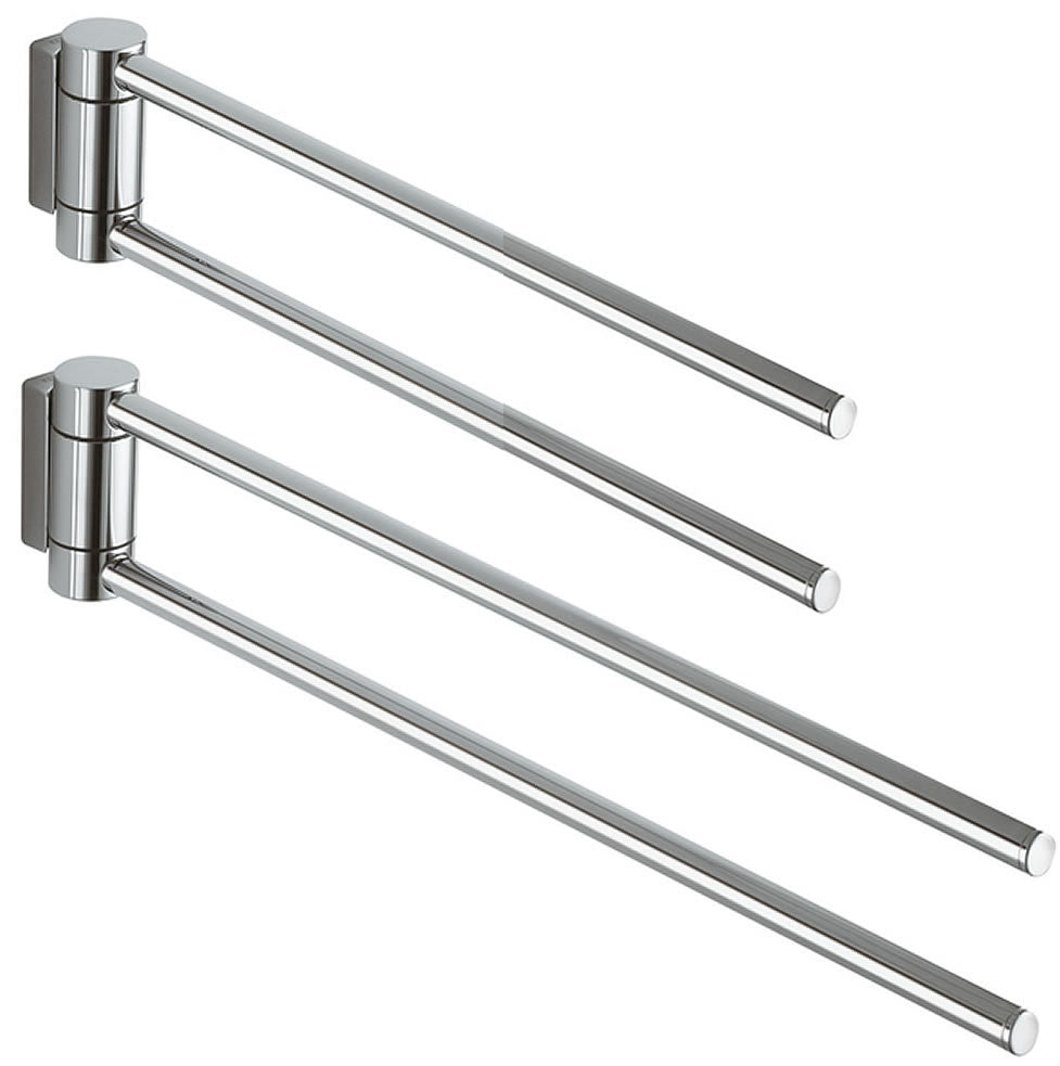 Plan Double Swivel Towel Holder 12" or 17", Stainless Steel, Matte Black, or Polished Chrome - Keuco - Perfect Makeup Mirrors