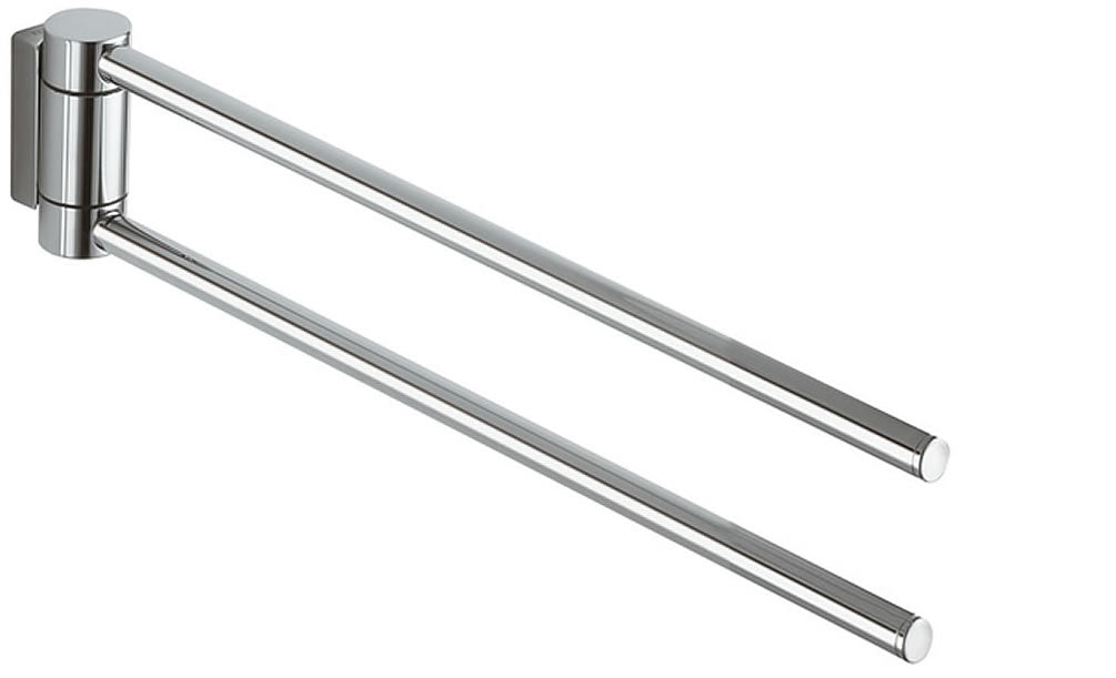 Keuco Plan Double Swivel Towel Holder 12" or 17", Stainless Steel, Matte Black, or Polished Chrome