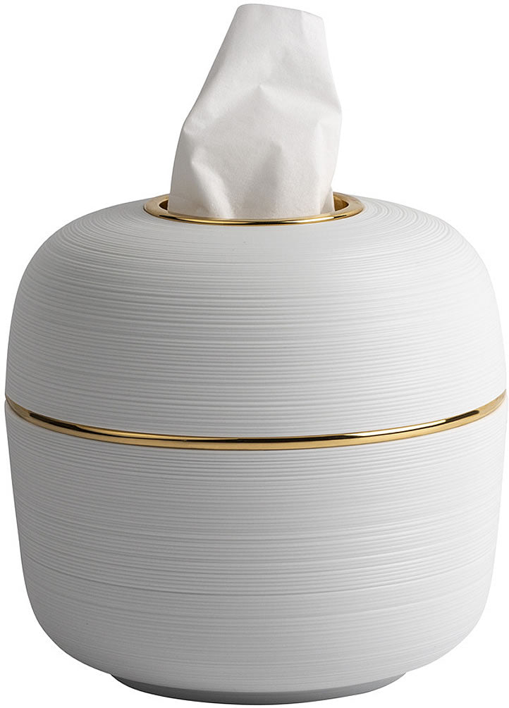 Serdaneli Hemisphere Limoges Porcelain Round Tissue Box - Perfect Makeup Mirrors