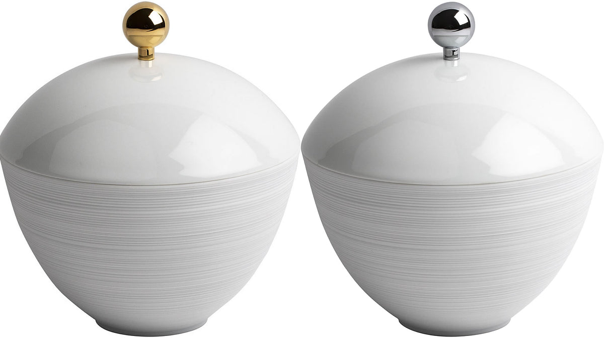 Serdaneli Hemisphere Limoges Porcelain Q-Tip Jars in 2 Sizes - Perfect Makeup Mirrors