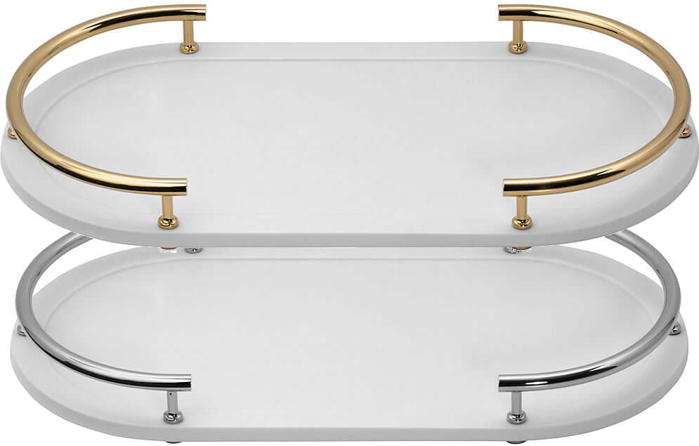 Serdaneli Hemisphere Limoges Porcelain Oval Comb and Brush Bathroom Tray