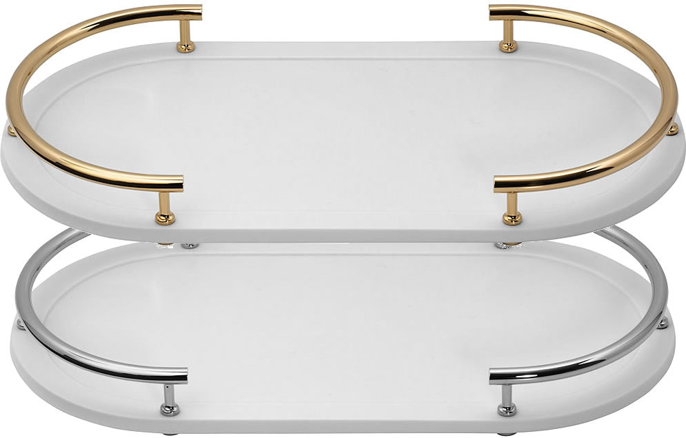 Serdaneli Hemisphere Limoges Porcelain Oval Comb and Brush Bathroom Tray - Perfect Makeup Mirrors
