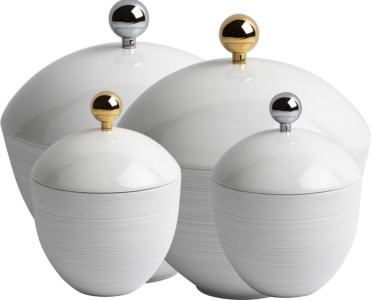 Serdaneli Hemisphere Limoges Porcelain Q-Tip Jars in 2 Sizes - Perfect Makeup Mirrors