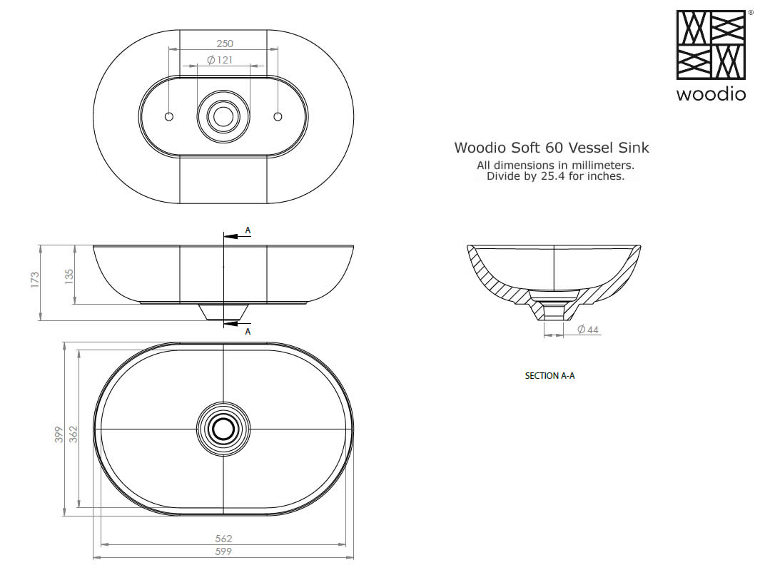 Woodio Soft60 Above-Mount Sink - 11 Colors