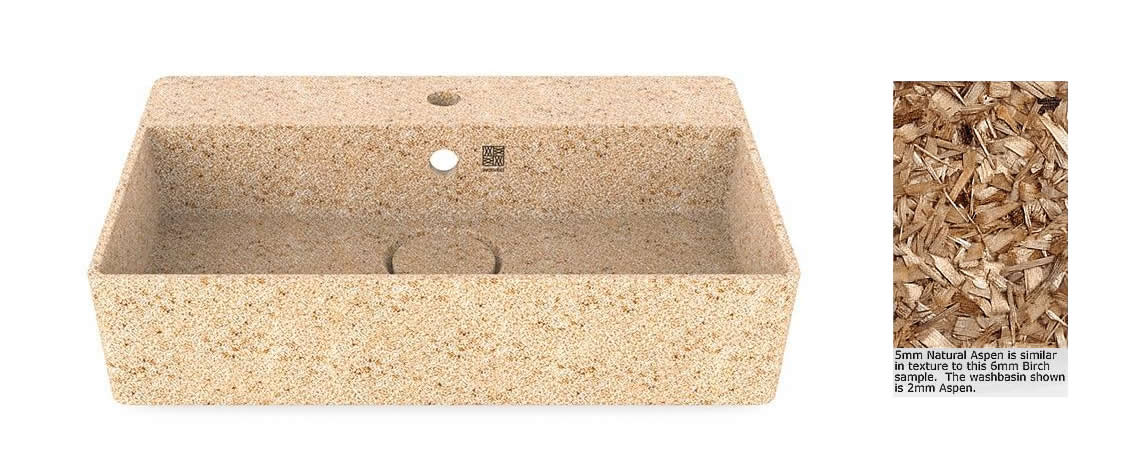 Woodio Cube60 Wall-Mount Wood Sink, for 1-Hole Faucet - 10 Colors