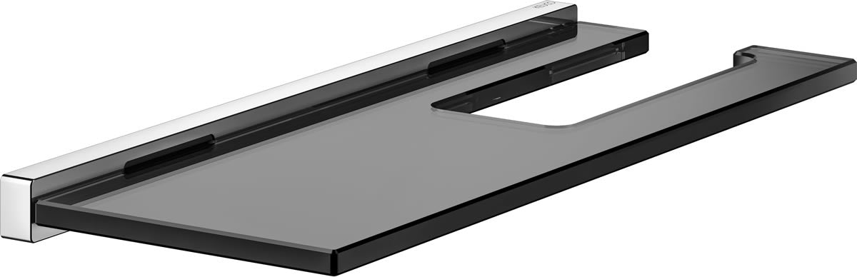 Edition 90 Square Toilet Paper Holder with Smoked Glass Shelf - Keuco - Perfect Makeup Mirrors