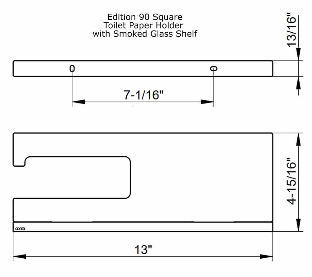 Keuco Edition 90 Square Toilet Paper Holder with Smoked Glass Shelf