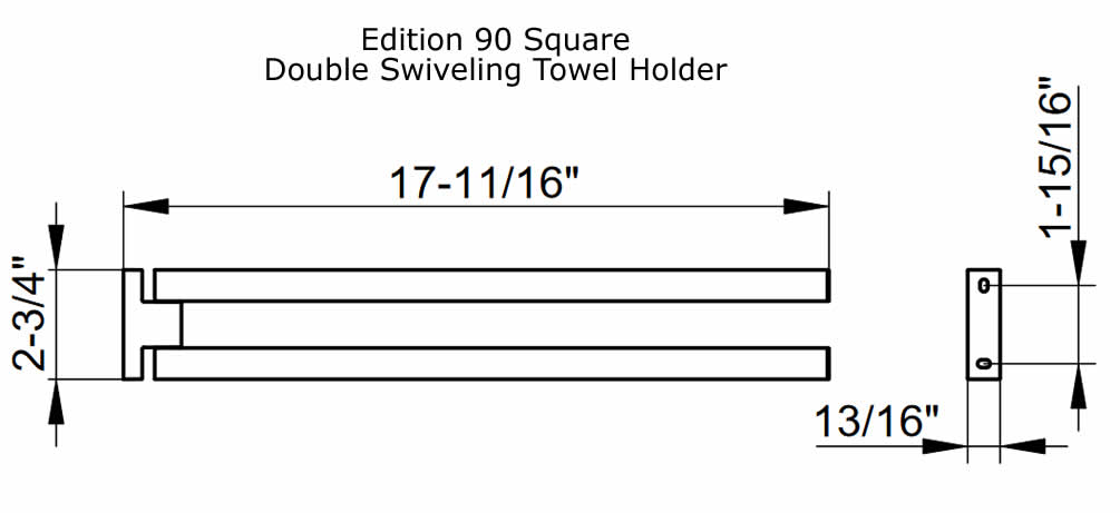 Edition 90 Square Chrome Double Swivel Towel Holder - Keuco - Perfect Makeup Mirrors