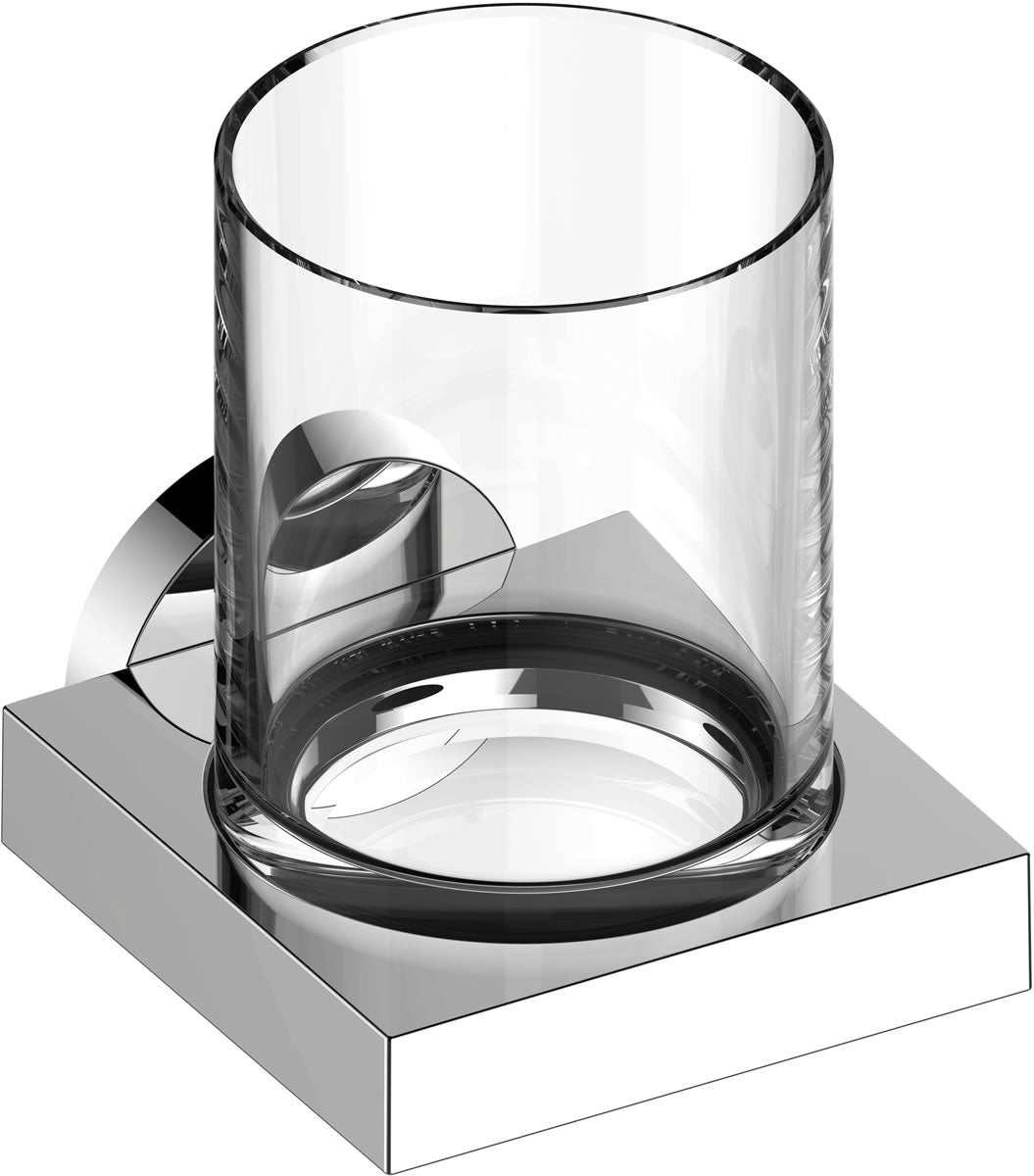 Edition 90 Tumbler Holder with Crystal Tumbler - Keuco - Perfect Makeup Mirrors