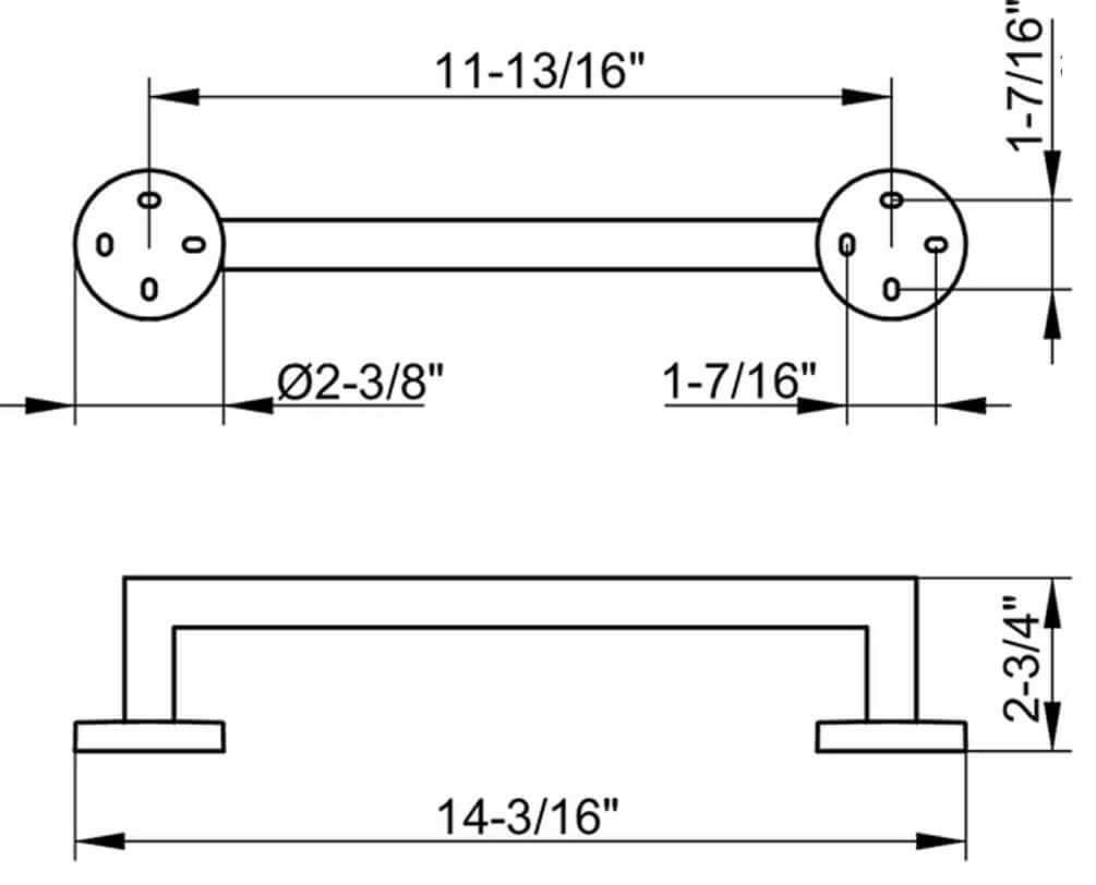 Keuco Edition 90 14" Grab Bar, Polished Chrome