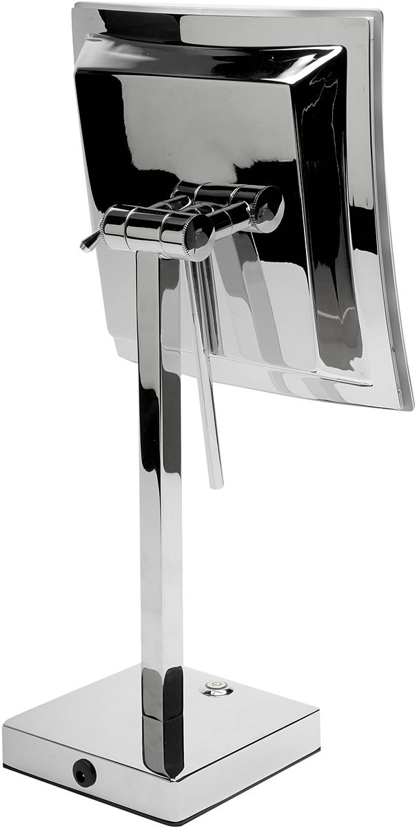 Rear view showing the substantial mounting and pivoting mechanism. Polished Chrome finish.