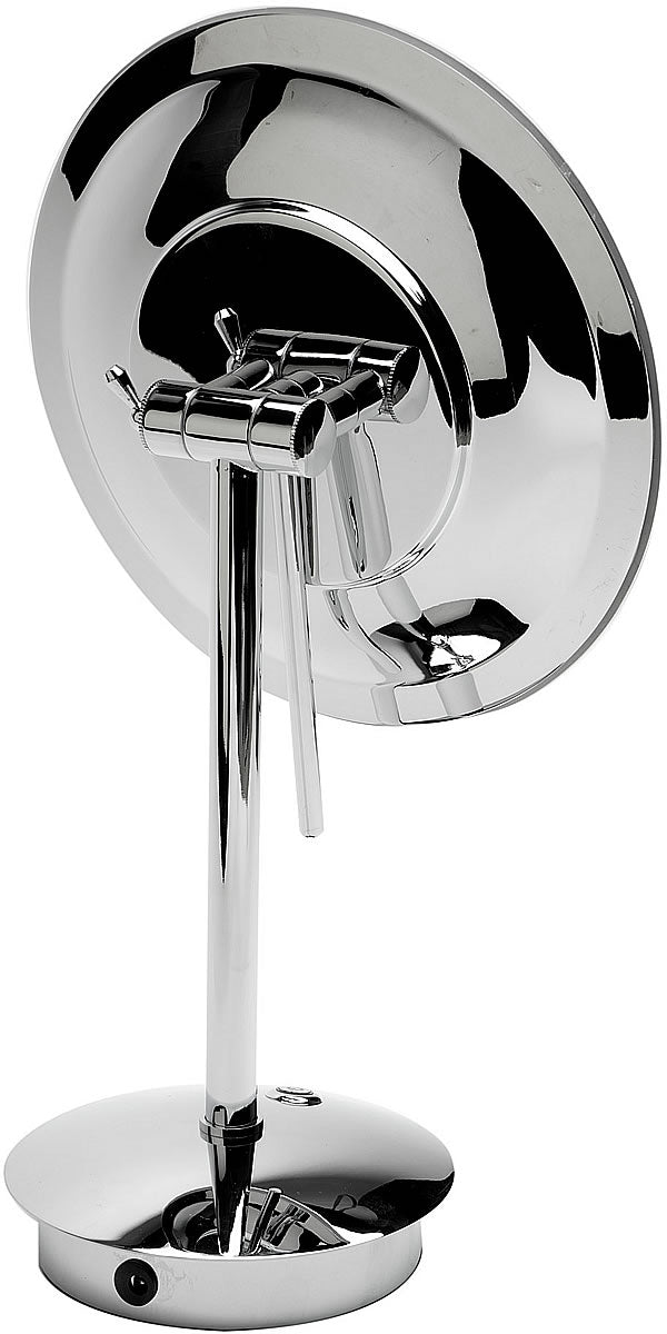 Rear view showing substantial swivel arrangement. Polished Chrome.