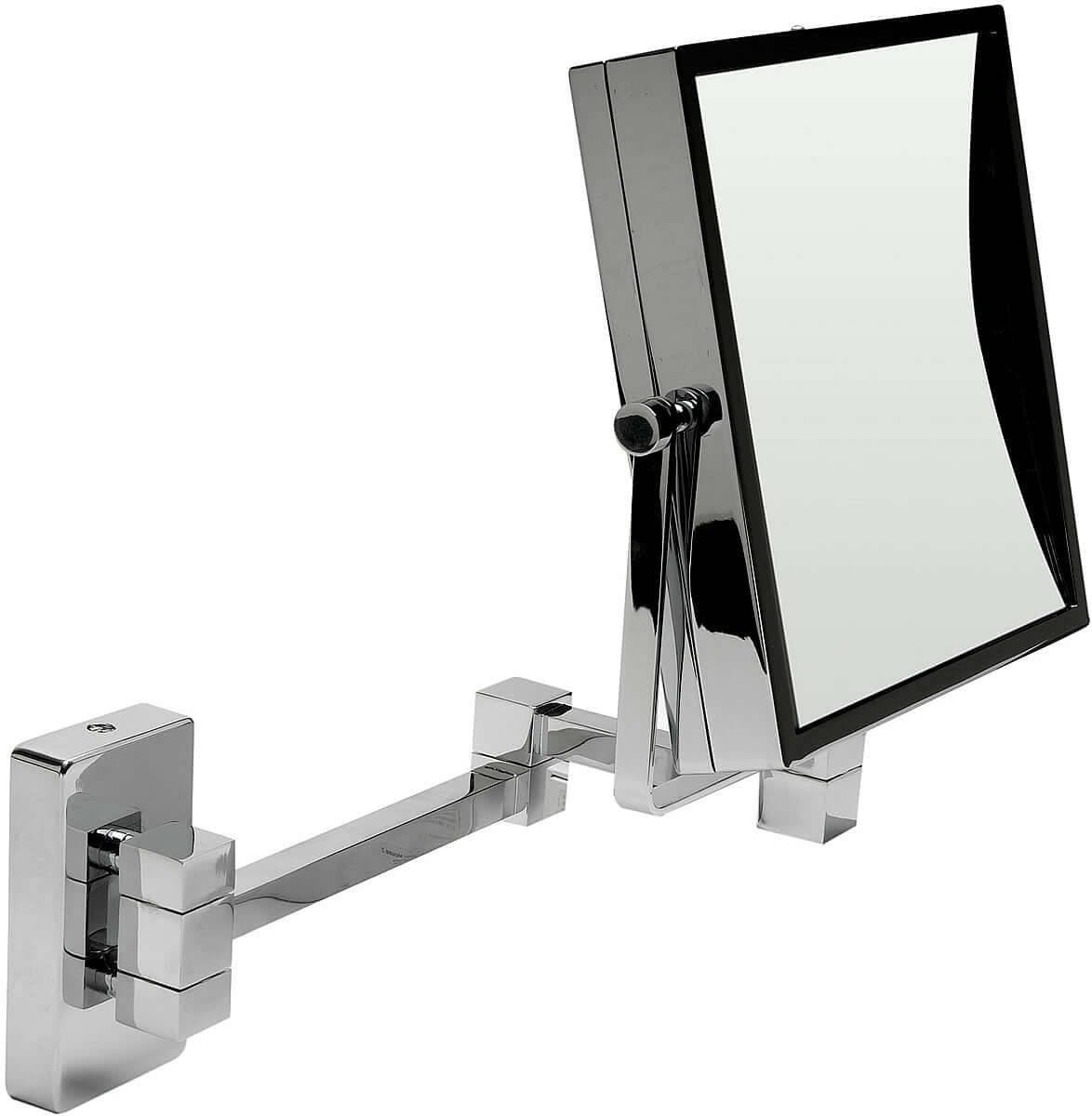 Hard-to-find 5x Magnification (reversible) in a square makeup mirror. Polished Chrome.