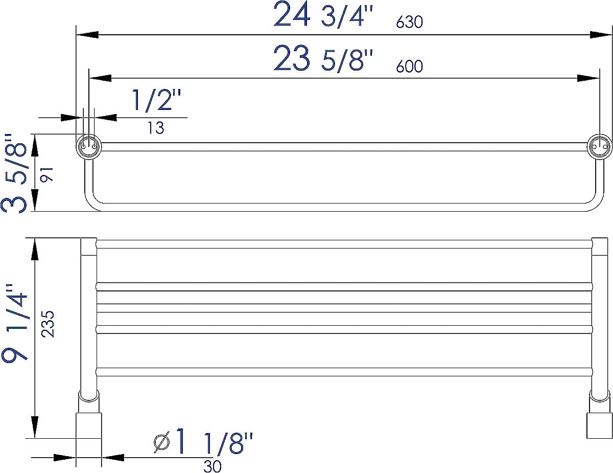 Alfi Brand 25" Towel Bar and Shelf, Polished Chrome