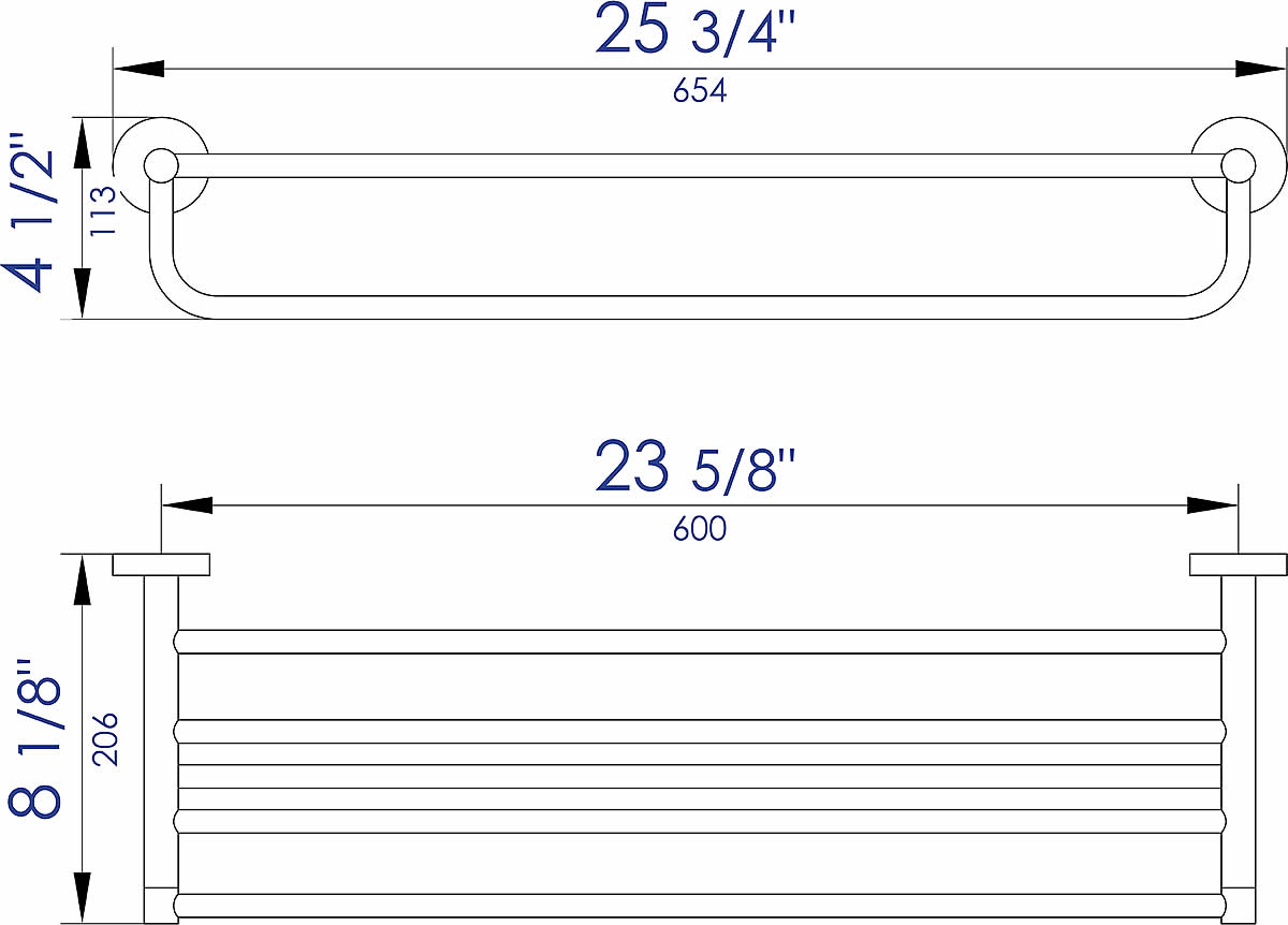 Alfi Brand 26" Towel Bar and Shelf, 3 Finishes