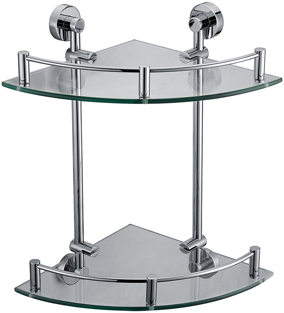 Double Glass Corner Shower Shelf - Polished Chrome - Alfi Brand
