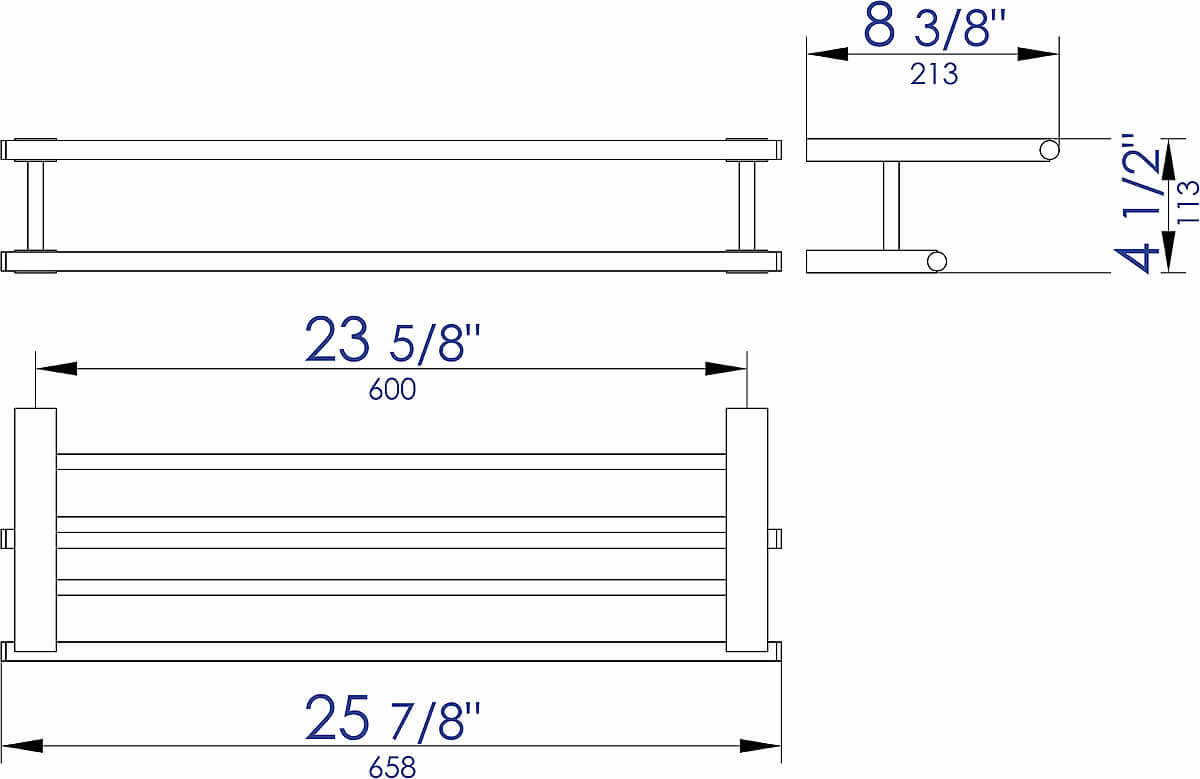 26" Towel Bar and Shelf - Polished Chrome - Alfi Brand