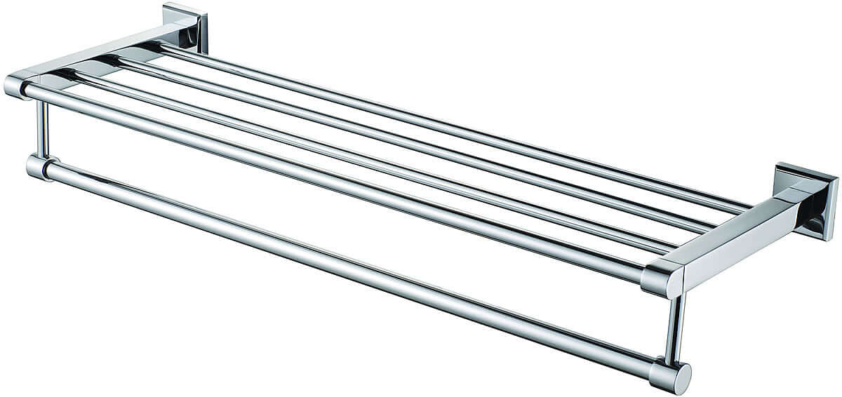 24" Heavy Chrome Plated Brass Towel Bar and Shelf - Alfi Brand