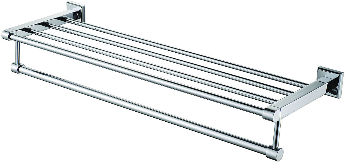 24" Heavy Chrome Plated Brass Towel Bar and Shelf - Alfi Brand - Perfect Makeup Mirrors