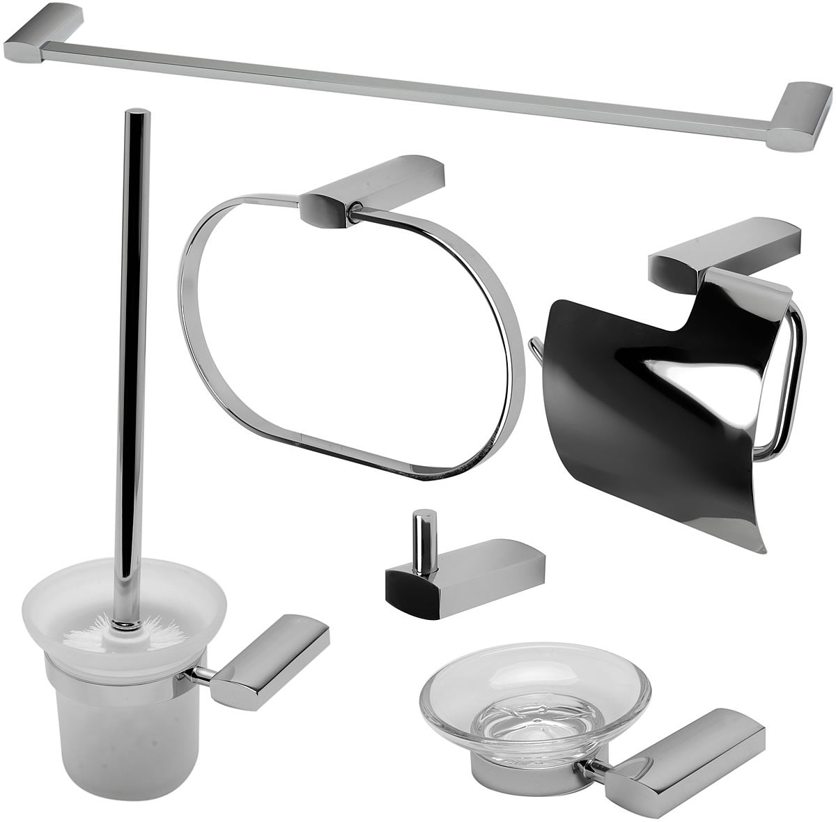6-Piece Contemporary Bathroom Accessory Set, AB9503, Polished Chrome or Brushed Nickel - Alfi Brand - Perfect Makeup Mirrors