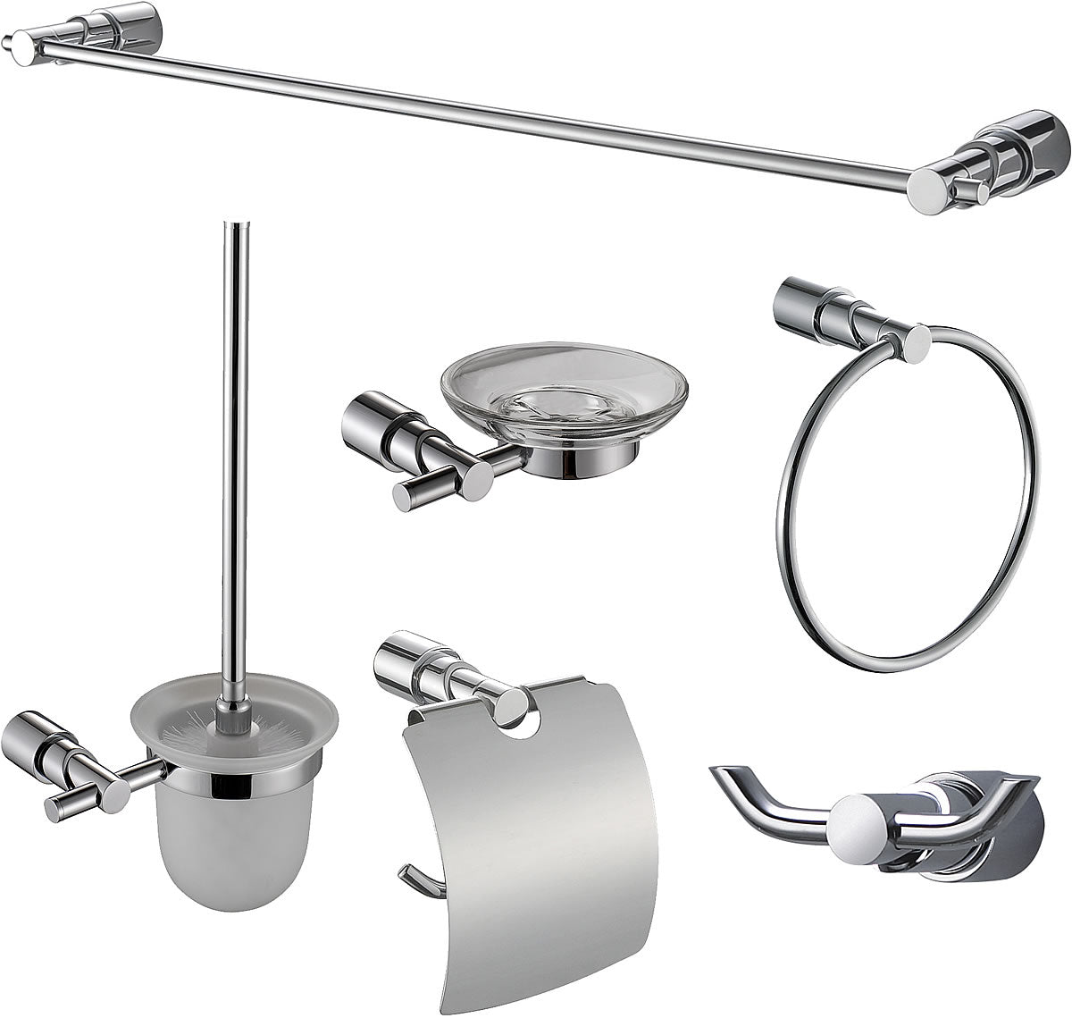 6-Piece Transitional Matching Accessory Set, AB9508, Polished Chrome or Brushed Nickel - Alfi Brand - Perfect Makeup Mirrors