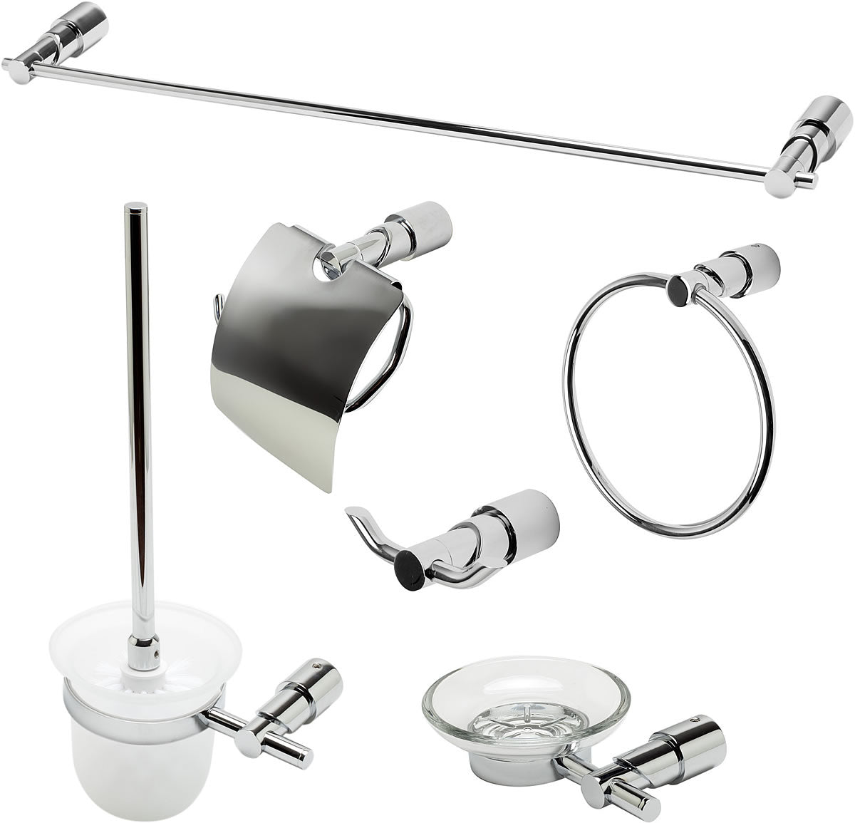 6-Piece Transitional Matching Accessory Set, AB9508, Polished Chrome or Brushed Nickel - Alfi Brand - Perfect Makeup Mirrors