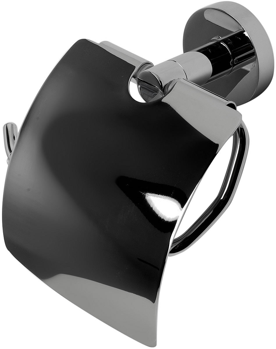 Polished Chrome finish. It looks black because of the light reflection.
