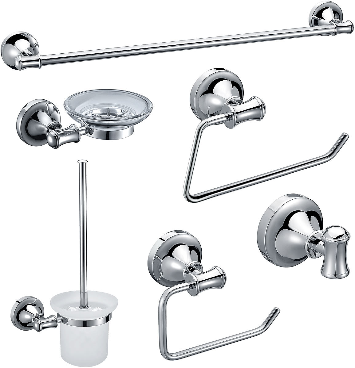 6-Piece Matching Accessory Set, AB9521, 3 Finishes - Alfi Brand - Perfect Makeup Mirrors