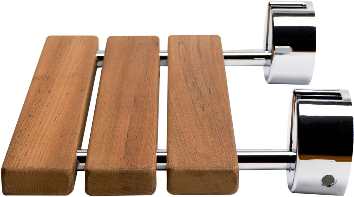 Alfi brand ADA Folding Teak Shower Seat 16" Wide, Accents in Polished Chrome or Brushed Nickel