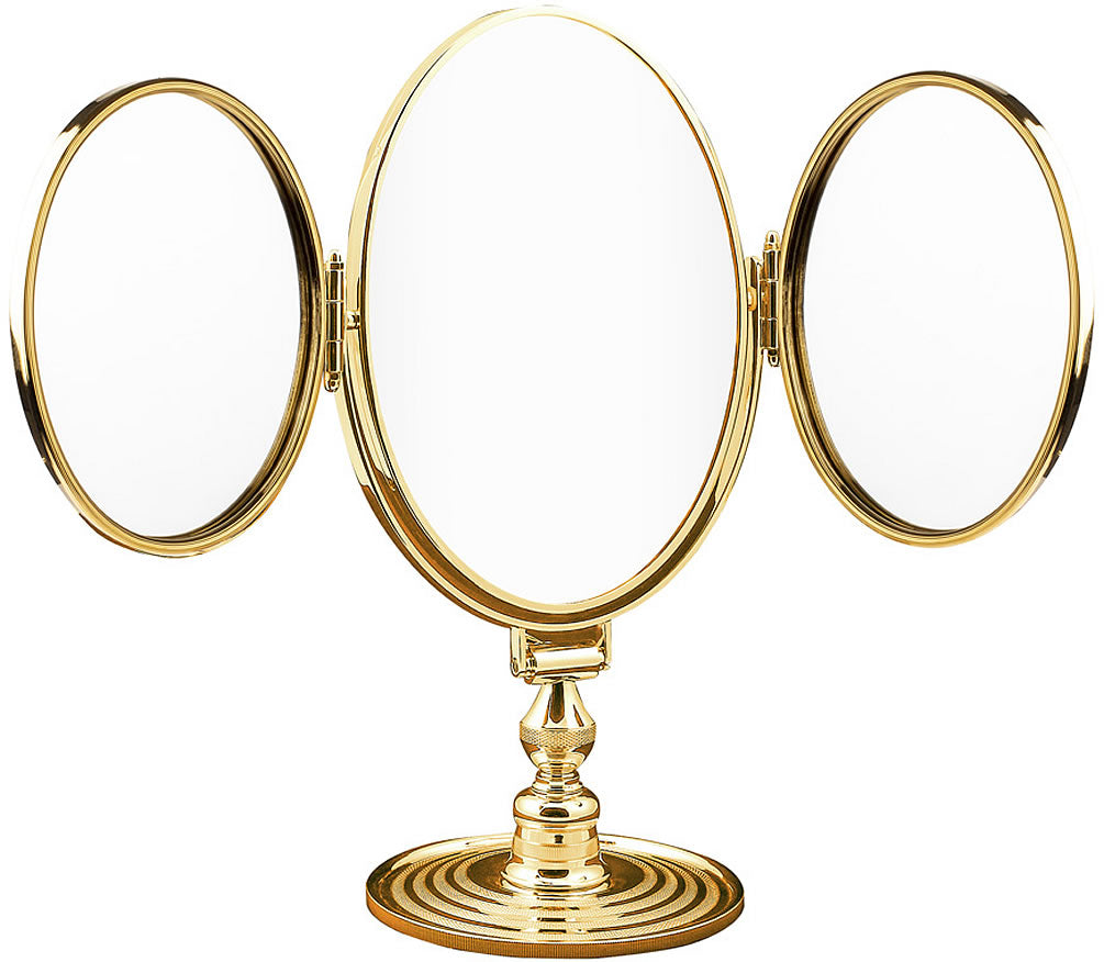 3x/1x 4-Face Vanity Mirror - Plain or Fluted Frame - Cristal & Bronze - Perfect Makeup Mirrors