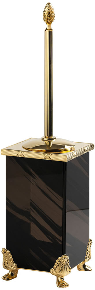 Obsidienne "Chiseled" Footed Toilet Brush Set - Cristal & Bronze - Perfect Makeup Mirrors