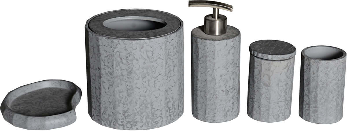 ALFI brand ABCO1022 5-Piece Solid Concrete Gray Matte Bathroom Accessory Set