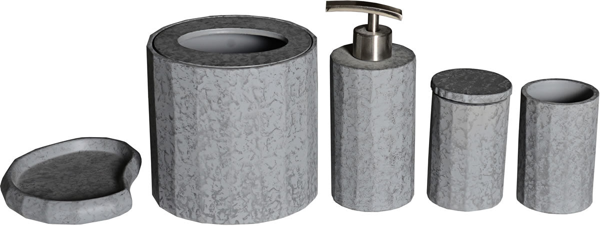 ABCO1022 5-Piece Solid Concrete Gray Matte Bathroom Accessory Set - Alfi brand - Perfect Makeup Mirrors