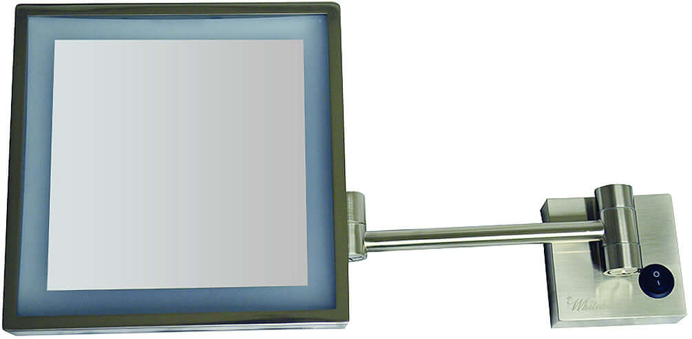 Hardwired 5x Magnified LED Square Makeup Mirror - Whitehaus - Perfect Makeup Mirrors