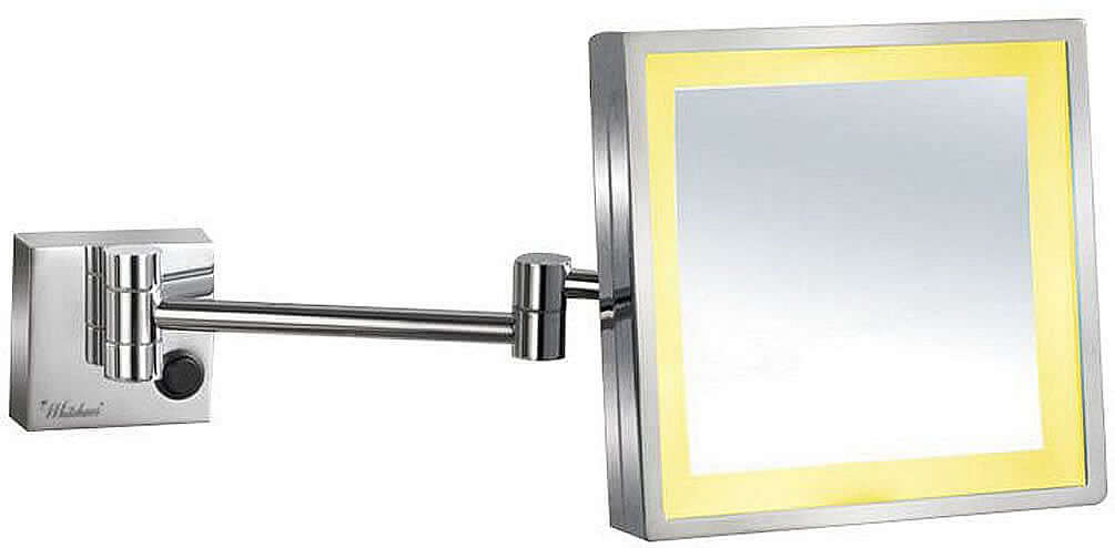 Hardwired 5x Magnified LED Square Makeup Mirror - Whitehaus - Perfect Makeup Mirrors