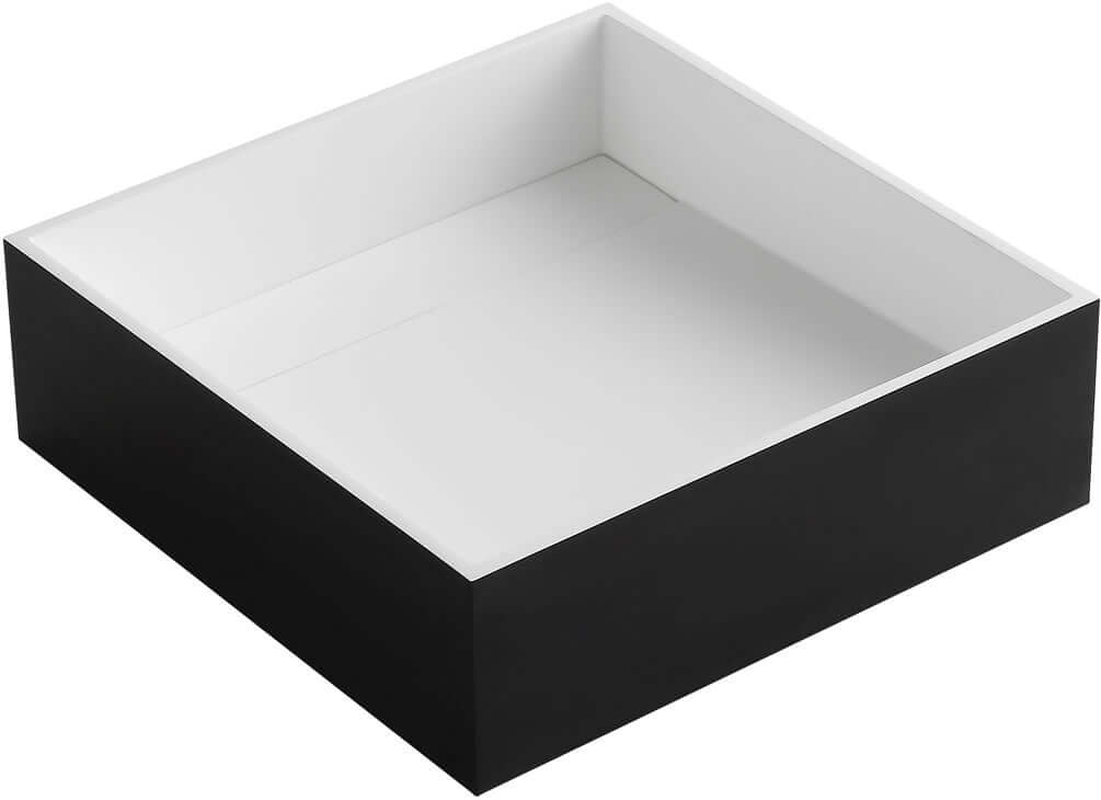 Square Black & White Resin Bathroom Sink