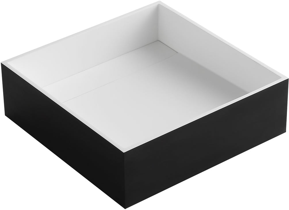Above-Mount Square Resin Sink - Matte Black/Matte White - ALFI brand - Perfect Makeup Mirrors