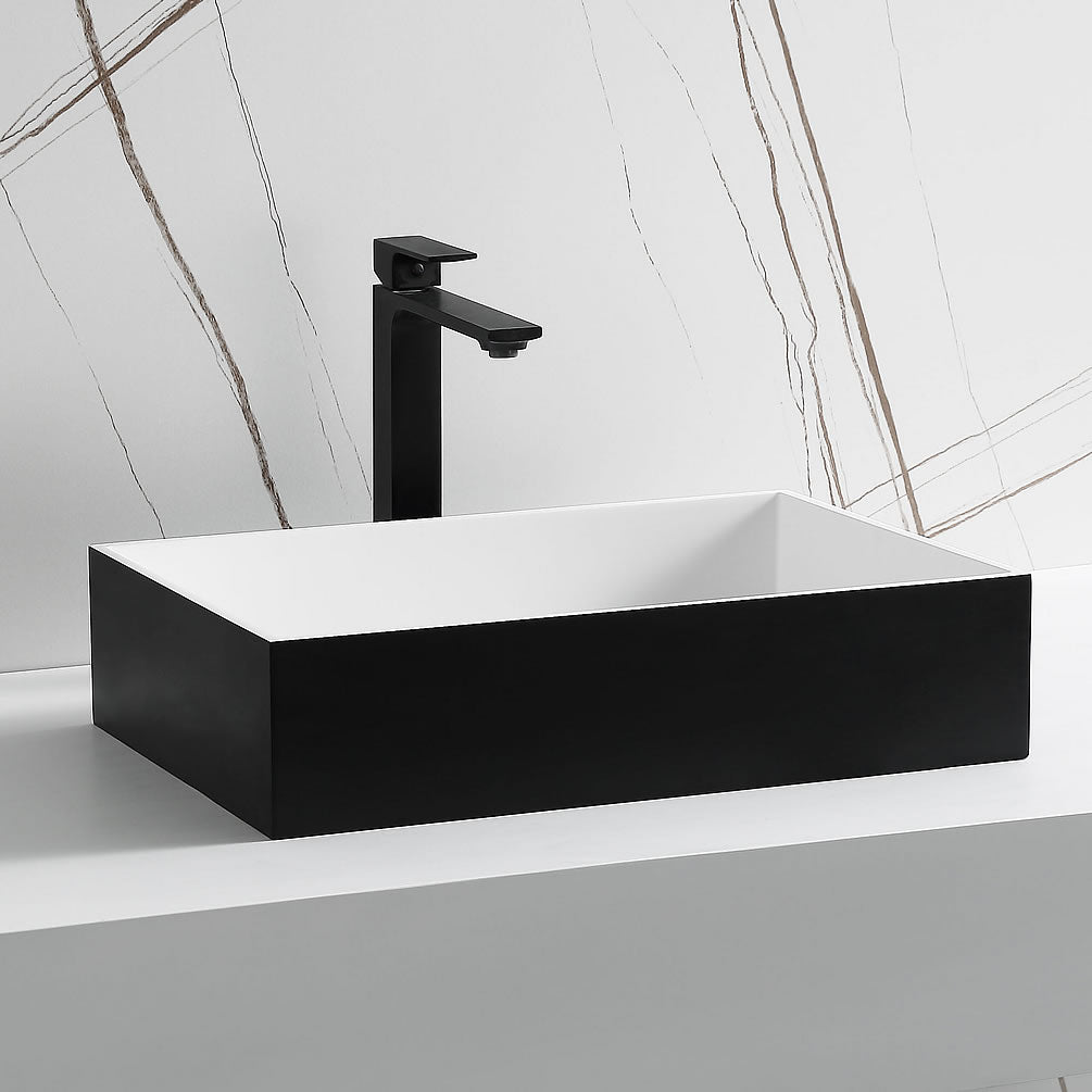 Above-Mount Rectangular Resin Sink - Matte Black/Matte White - ALFI brand