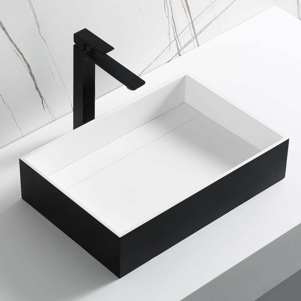 Rectangular Resin Sink Matte Black - faucet not included.