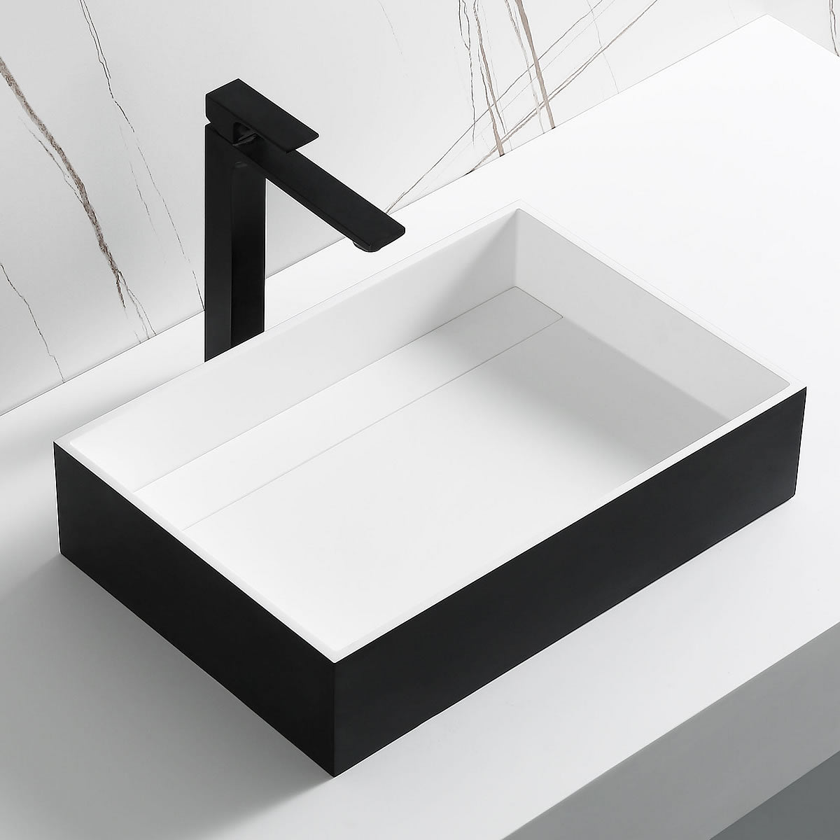 Rectangular Resin Sink Matte Black - faucet not included.