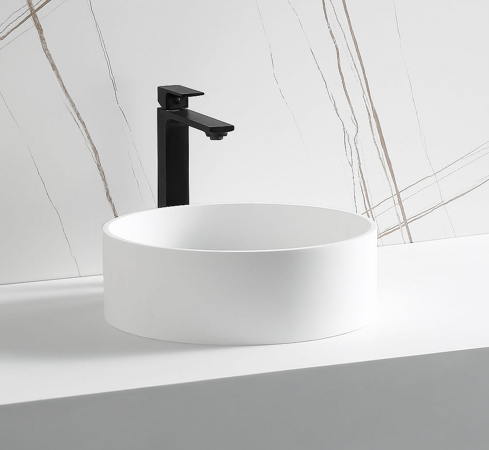 Above-Mount Round Resin Sink - Matte White - ALFI brand - Perfect Makeup Mirrors