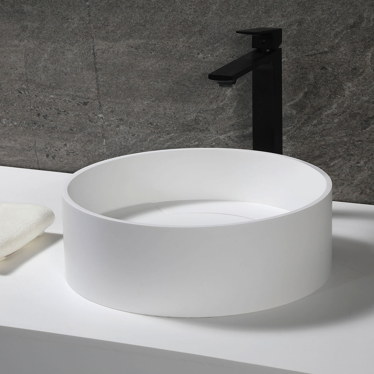 Round Resin Sink - faucet not included.