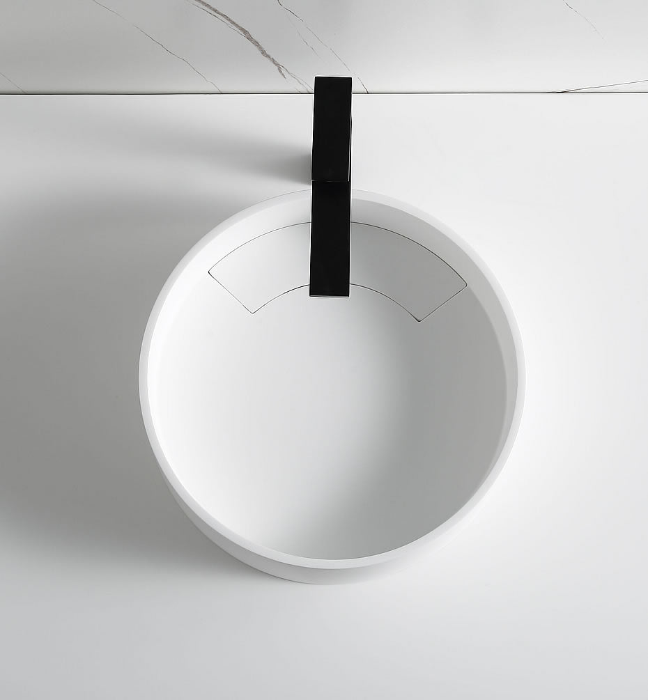 Above-Mount Round Resin Sink - Matte White - ALFI brand - Perfect Makeup Mirrors