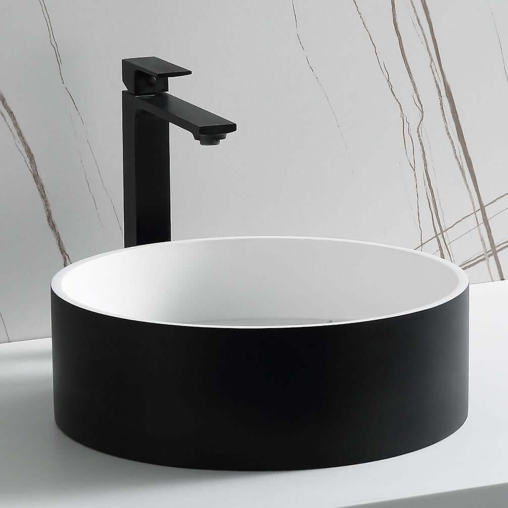 Round Resin Sink, Matte Black - faucet not included.