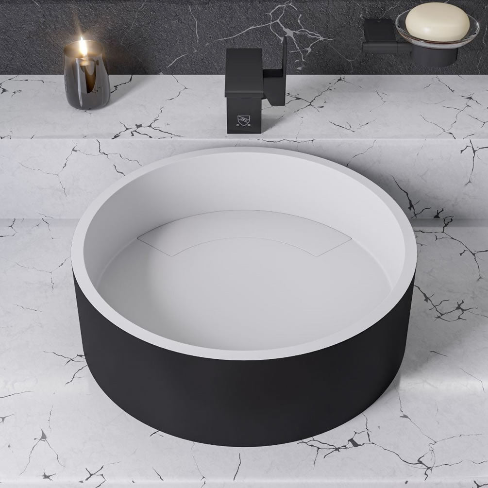 Round Resin Sink, Matte Black - faucet not included.