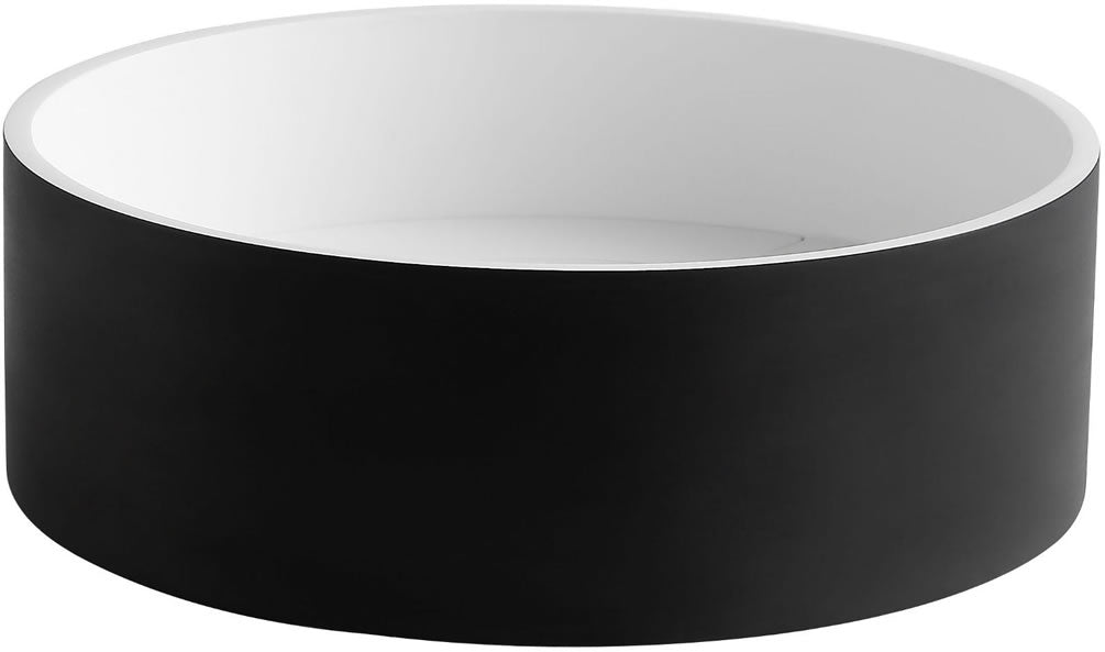 Above-Mount Round Resin Sink - Matte Black - ALFI brand - Perfect Makeup Mirrors