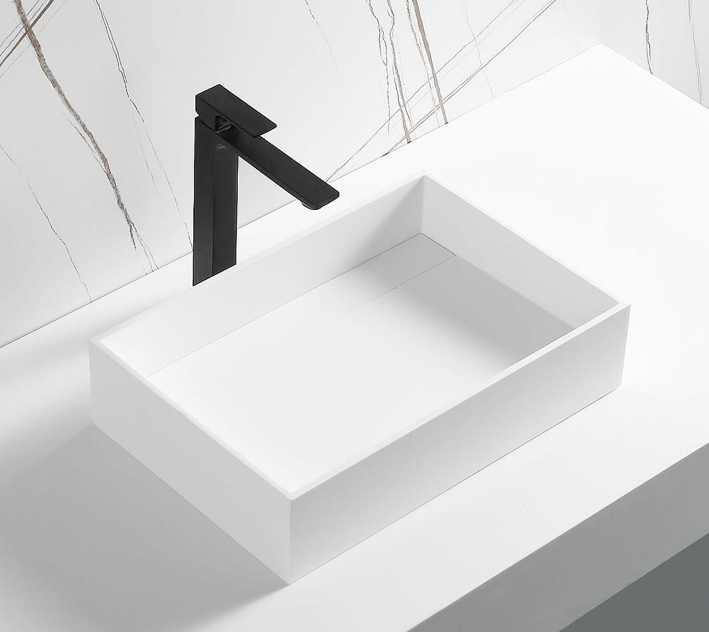 Above-Mount Rectangular Resin Sink - Matte White - ALFI brand - Perfect Makeup Mirrors