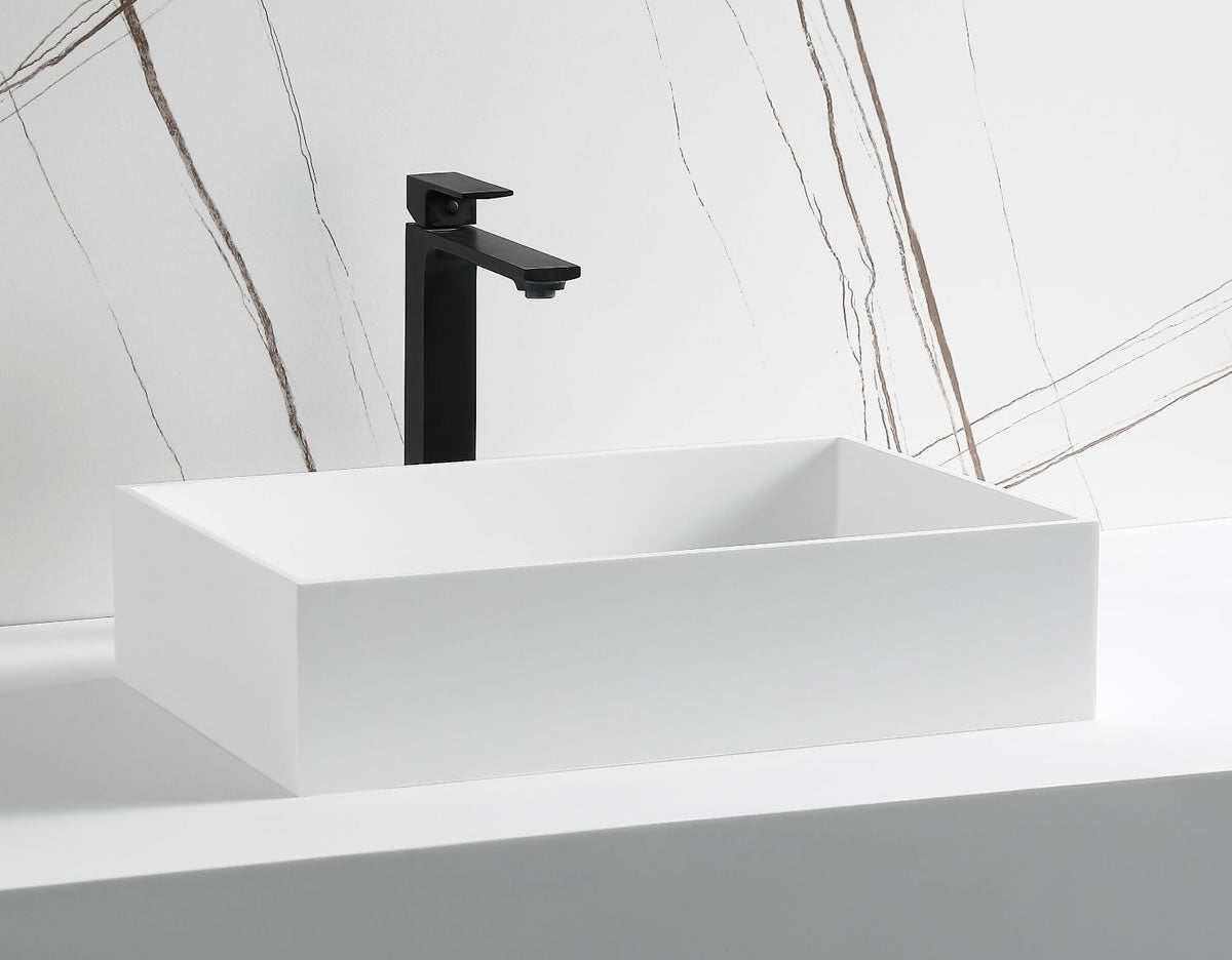 Above-Mount Rectangular Resin Sink - Matte White - ALFI brand - Perfect Makeup Mirrors
