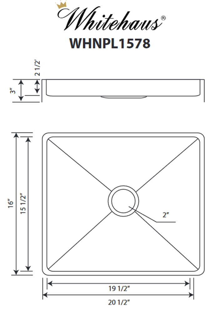 Whitehaus Noah Plus Dimensions