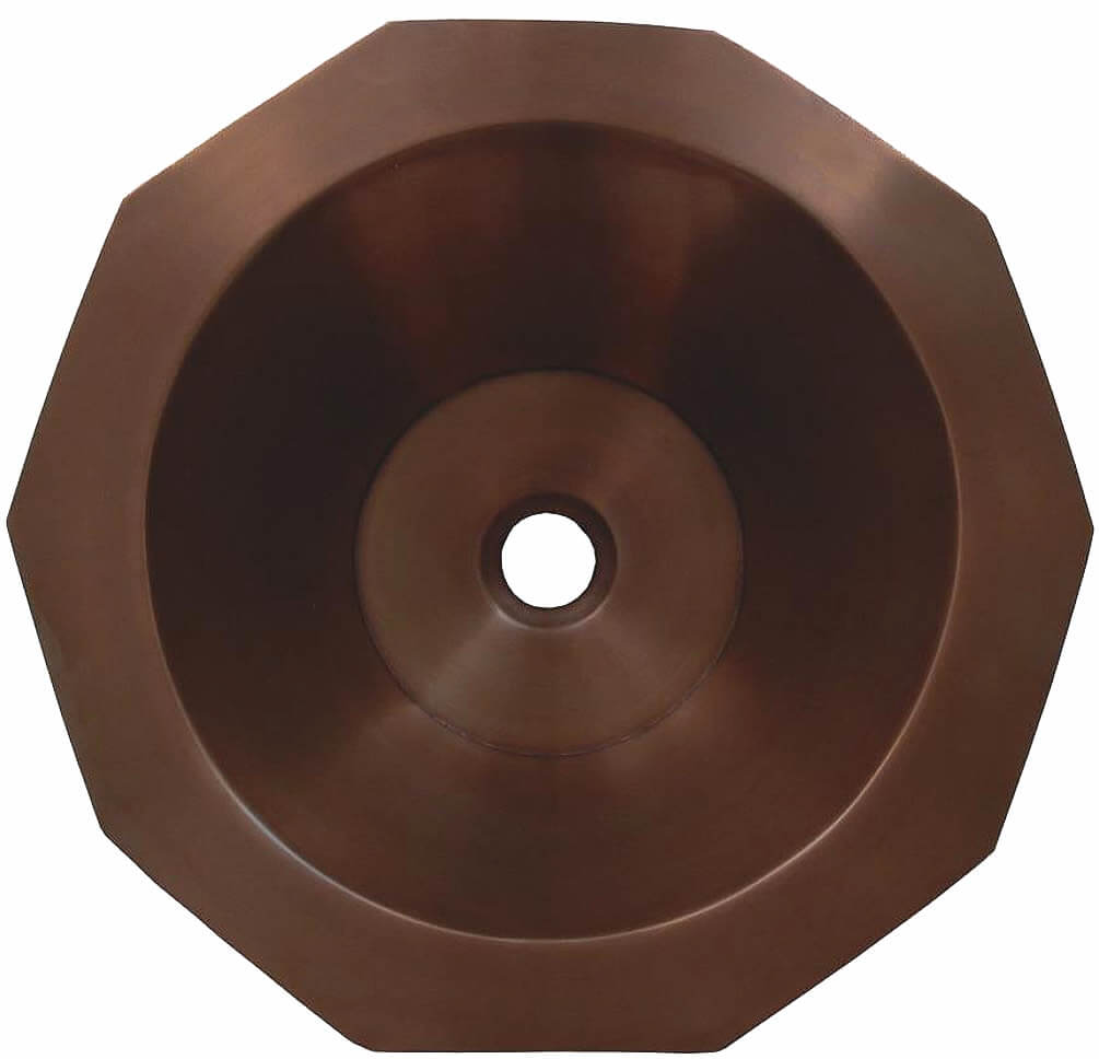 10-Sided basin, a Decagon. Solid Copper with a smooth finish.